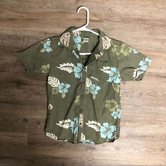 Gymboree Boys Green Hawaiian Print Short Sleeved Shirt, Size 8 - Picture 1 of 5
